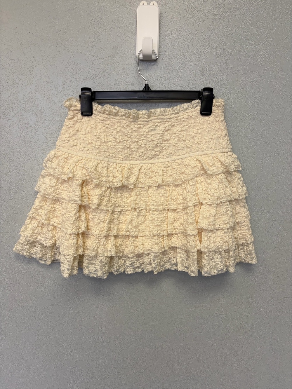 Tiered Ruffle Mini Skirt in Cream